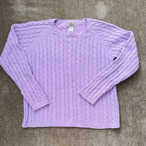 L.L. Bean Pastel Lavender Cable Crewneck Sweater - Women